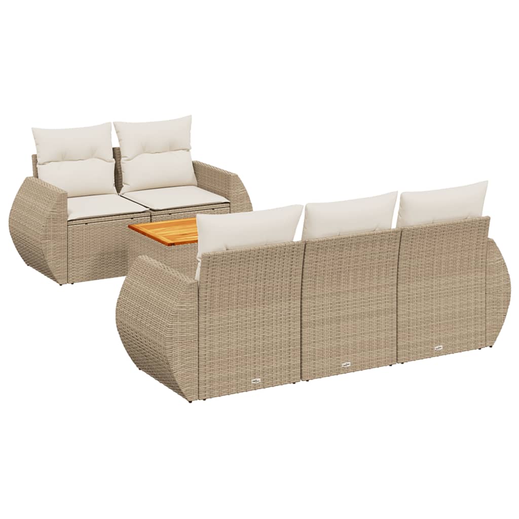 6-delige Loungeset met kussens poly rattan beige is nu te koop bij PeponiXL, paradijselijk wonen!