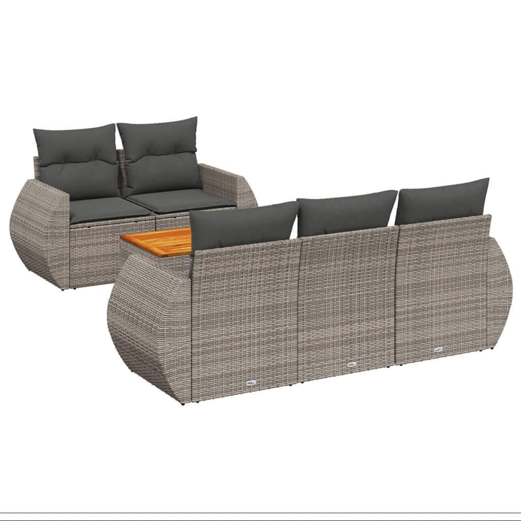 6-delige Loungeset met kussens poly rattan grijs is nu te koop bij PeponiXL, paradijselijk wonen!