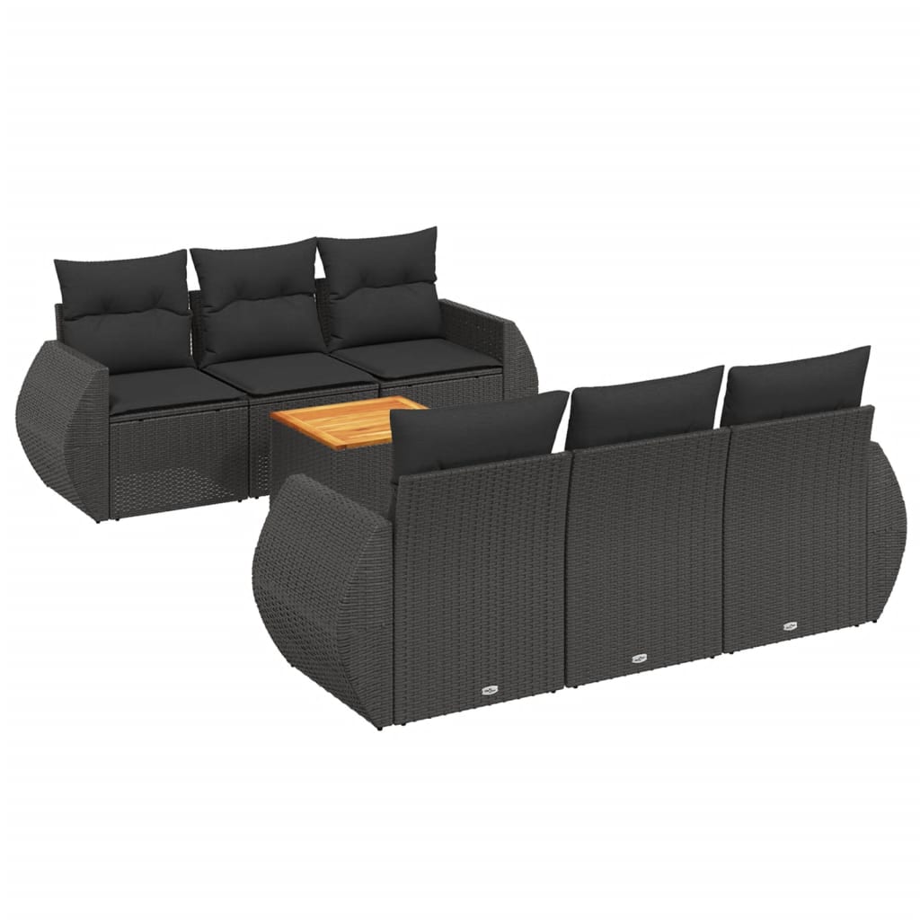 7-delige Loungeset met kussens poly rattan zwart is nu te koop bij PeponiXL, paradijselijk wonen!