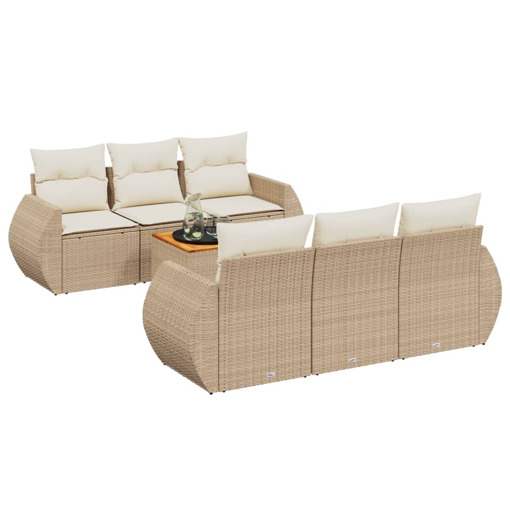 7-delige Loungeset met kussens poly rattan beige is nu te koop bij PeponiXL, paradijselijk wonen!