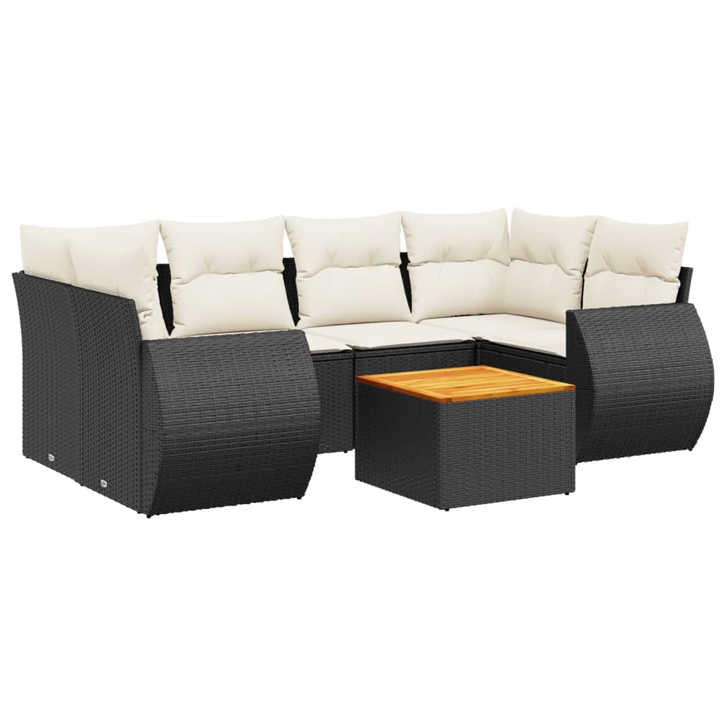 7-delige Loungeset met kussens poly rattan zwart is nu te koop bij PeponiXL, paradijselijk wonen!