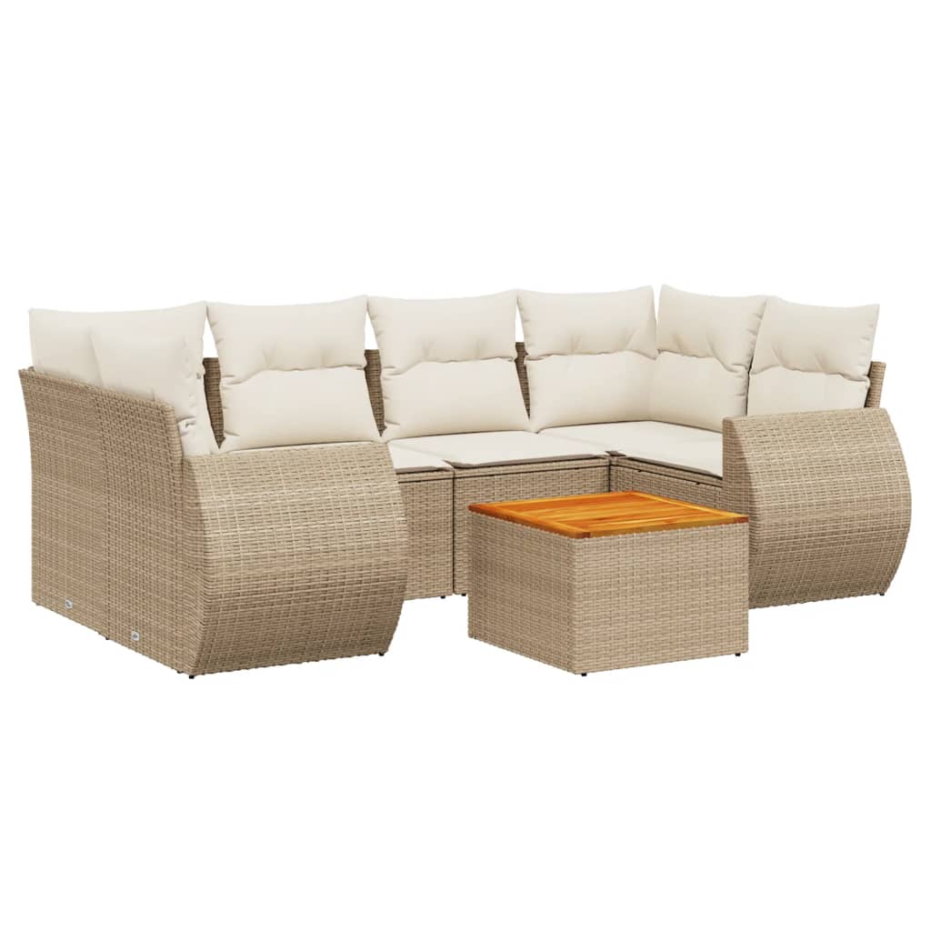 7-delige Loungeset met kussens poly rattan beige is nu te koop bij PeponiXL, paradijselijk wonen!