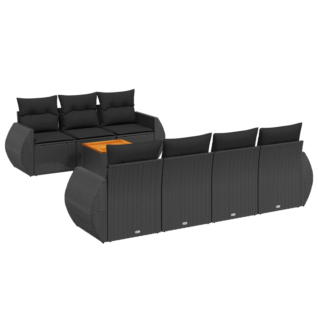 8-delige Loungeset met kussens poly rattan zwart is nu te koop bij PeponiXL, paradijselijk wonen!