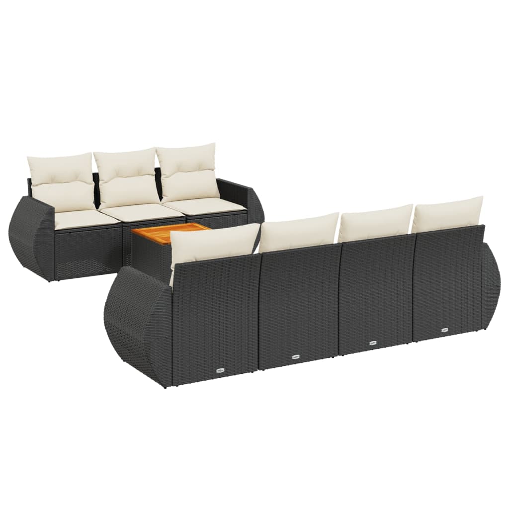 8-delige Loungeset met kussens poly rattan zwart is nu te koop bij PeponiXL, paradijselijk wonen!