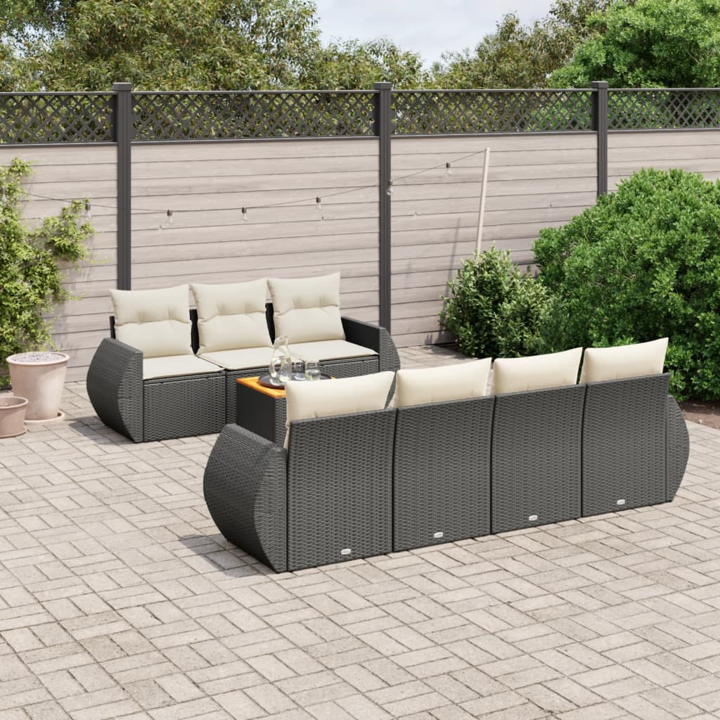 8-delige Loungeset met kussens poly rattan zwart is nu te koop bij PeponiXL, paradijselijk wonen!