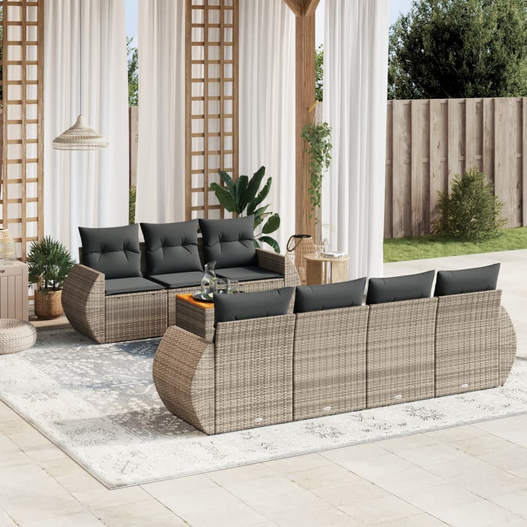 8-delige Loungeset met kussens poly rattan grijs is nu te koop bij PeponiXL, paradijselijk wonen!