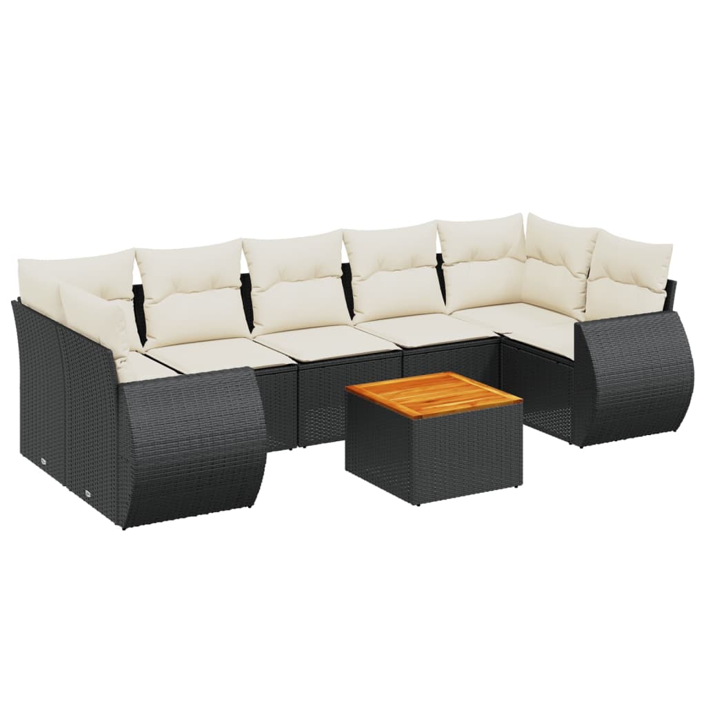 8-delige Loungeset met kussens poly rattan zwart is nu te koop bij PeponiXL, paradijselijk wonen!