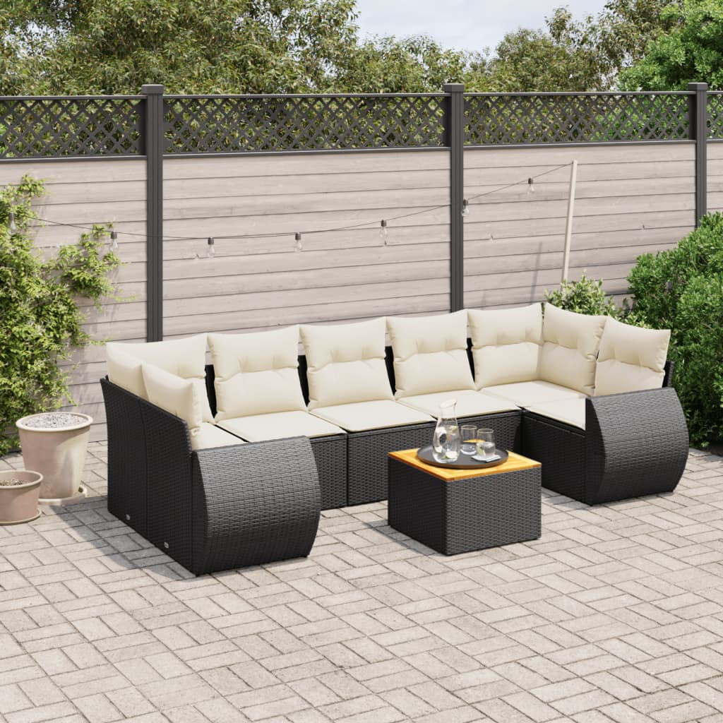 8-delige Loungeset met kussens poly rattan zwart is nu te koop bij PeponiXL, paradijselijk wonen!
