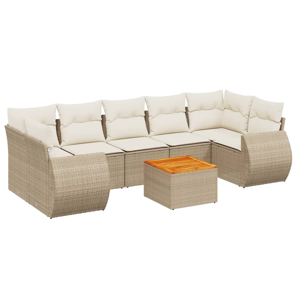 8-delige Loungeset met kussens poly rattan beige is nu te koop bij PeponiXL, paradijselijk wonen!