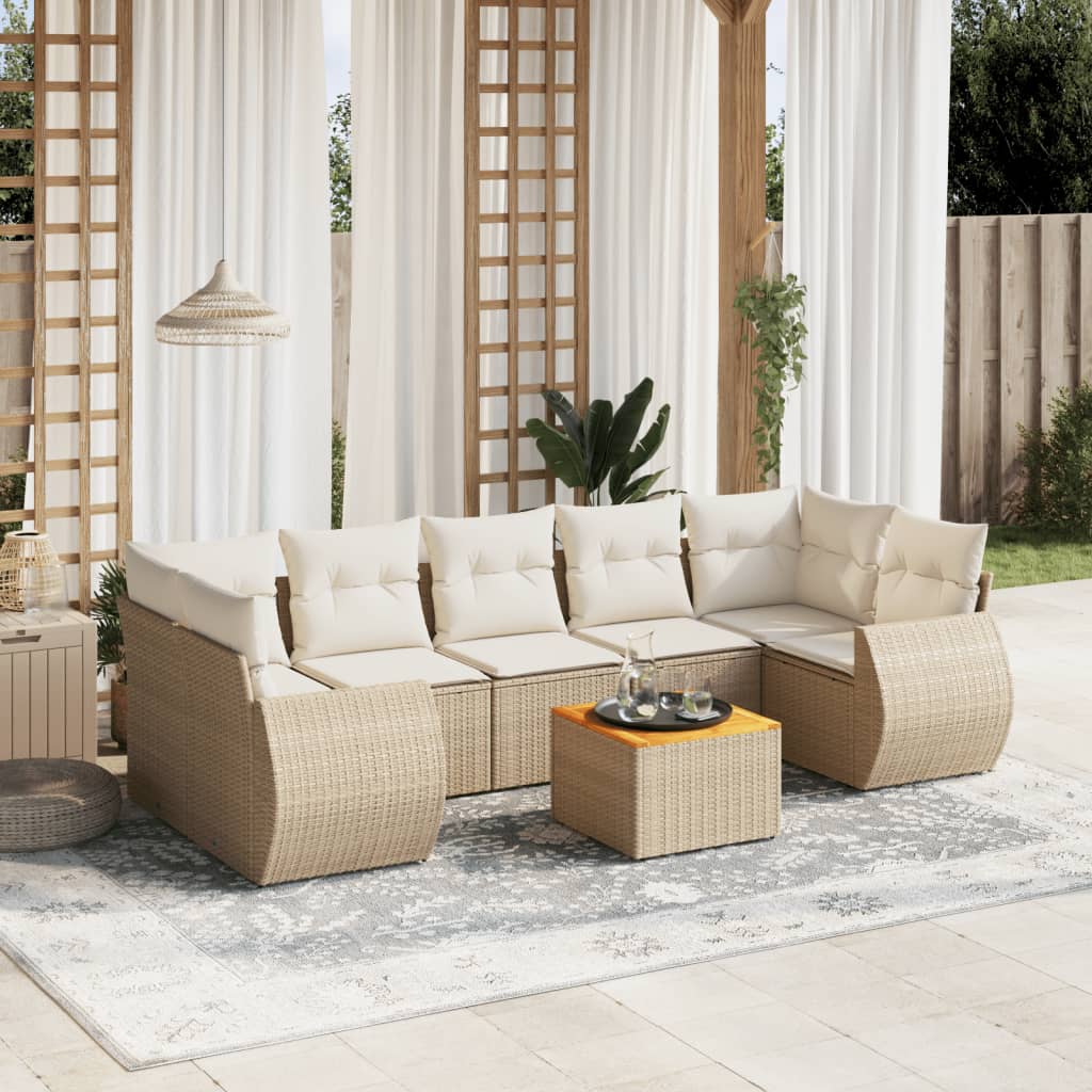 8-delige Loungeset met kussens poly rattan beige is nu te koop bij PeponiXL, paradijselijk wonen!