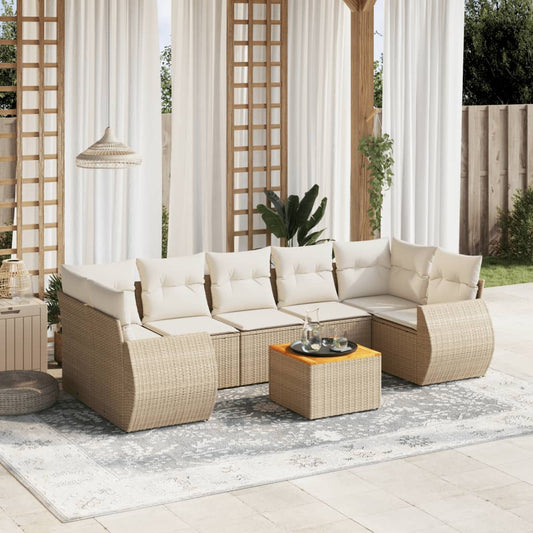 8-delige Loungeset met kussens poly rattan beige is nu te koop bij PeponiXL, paradijselijk wonen!