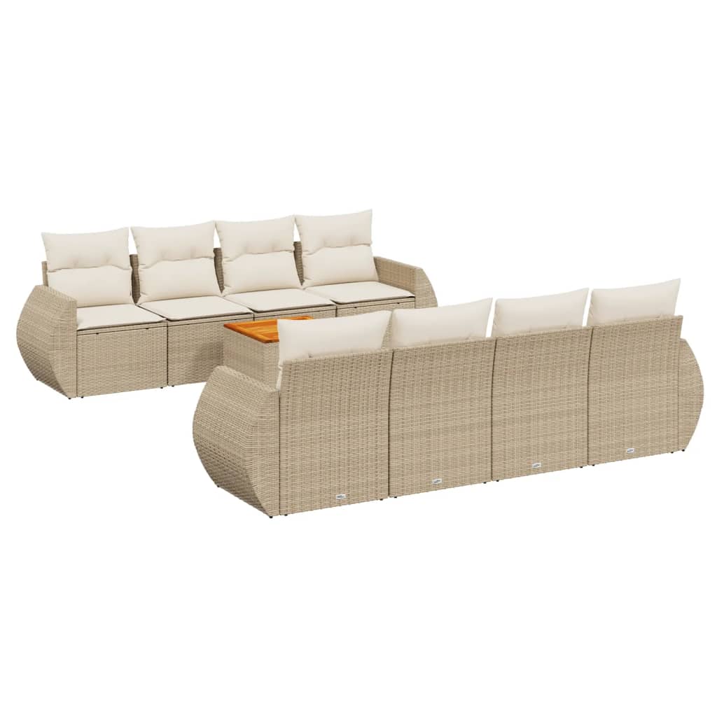 9-delige Loungeset met kussens poly rattan beige is nu te koop bij PeponiXL, paradijselijk wonen!