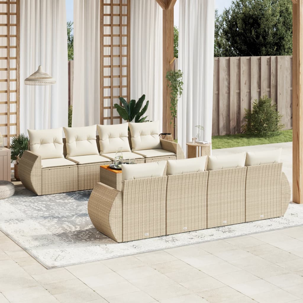 9-delige Loungeset met kussens poly rattan beige is nu te koop bij PeponiXL, paradijselijk wonen!