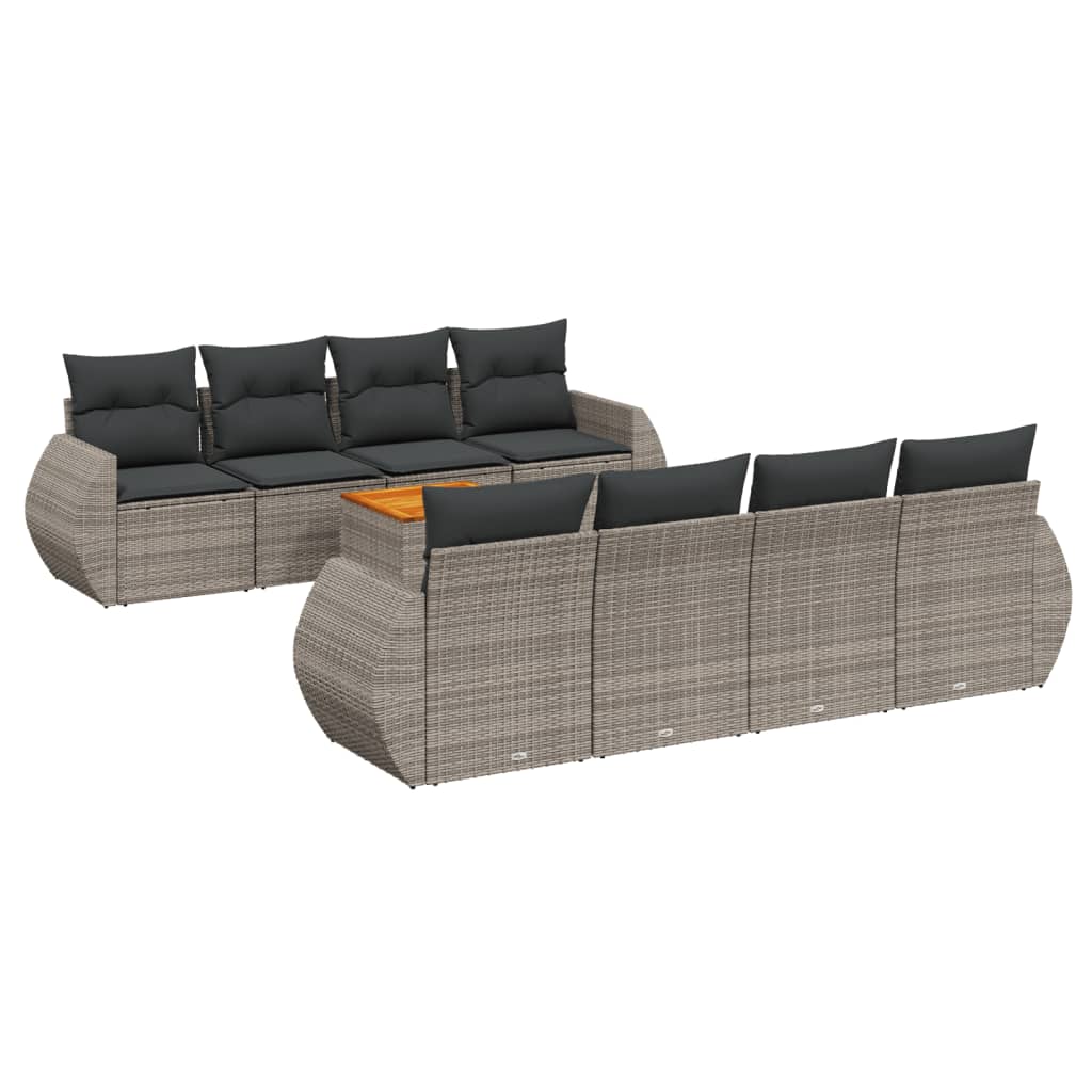9-delige Loungeset met kussens poly rattan grijs is nu te koop bij PeponiXL, paradijselijk wonen!