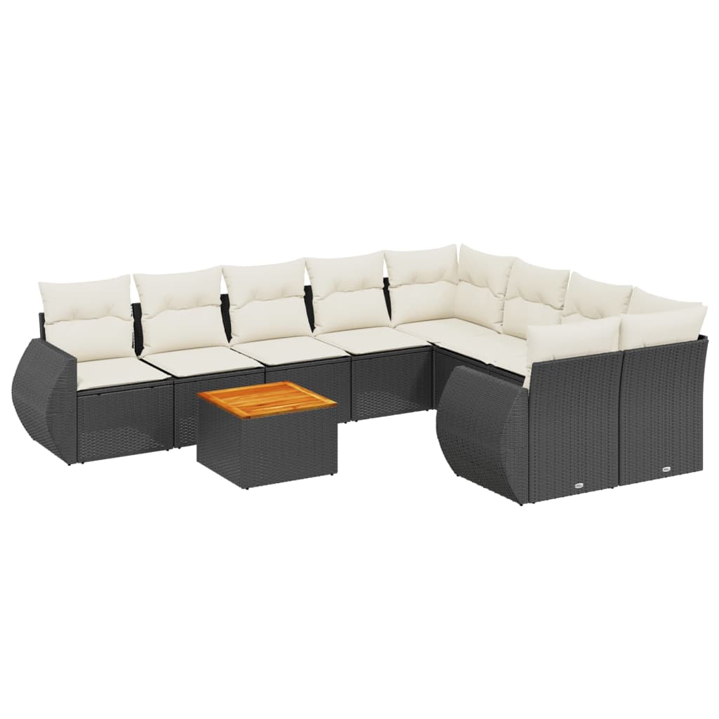 9-delige Loungeset met kussens poly rattan zwart is nu te koop bij PeponiXL, paradijselijk wonen!