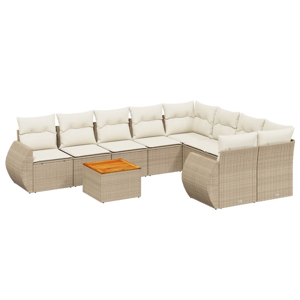 9-delige Loungeset met kussens poly rattan beige is nu te koop bij PeponiXL, paradijselijk wonen!