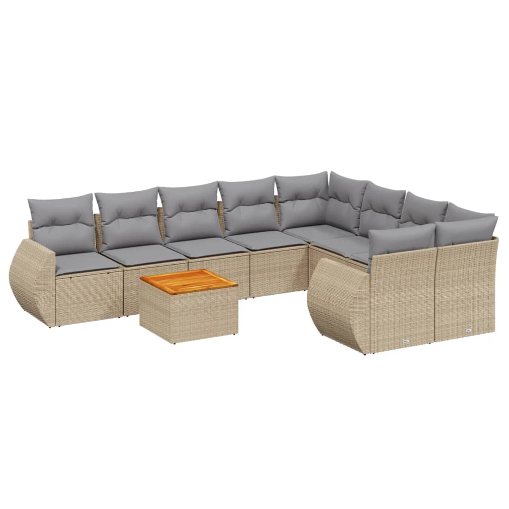9-delige Loungeset met kussens poly rattan beige is nu te koop bij PeponiXL, paradijselijk wonen!
