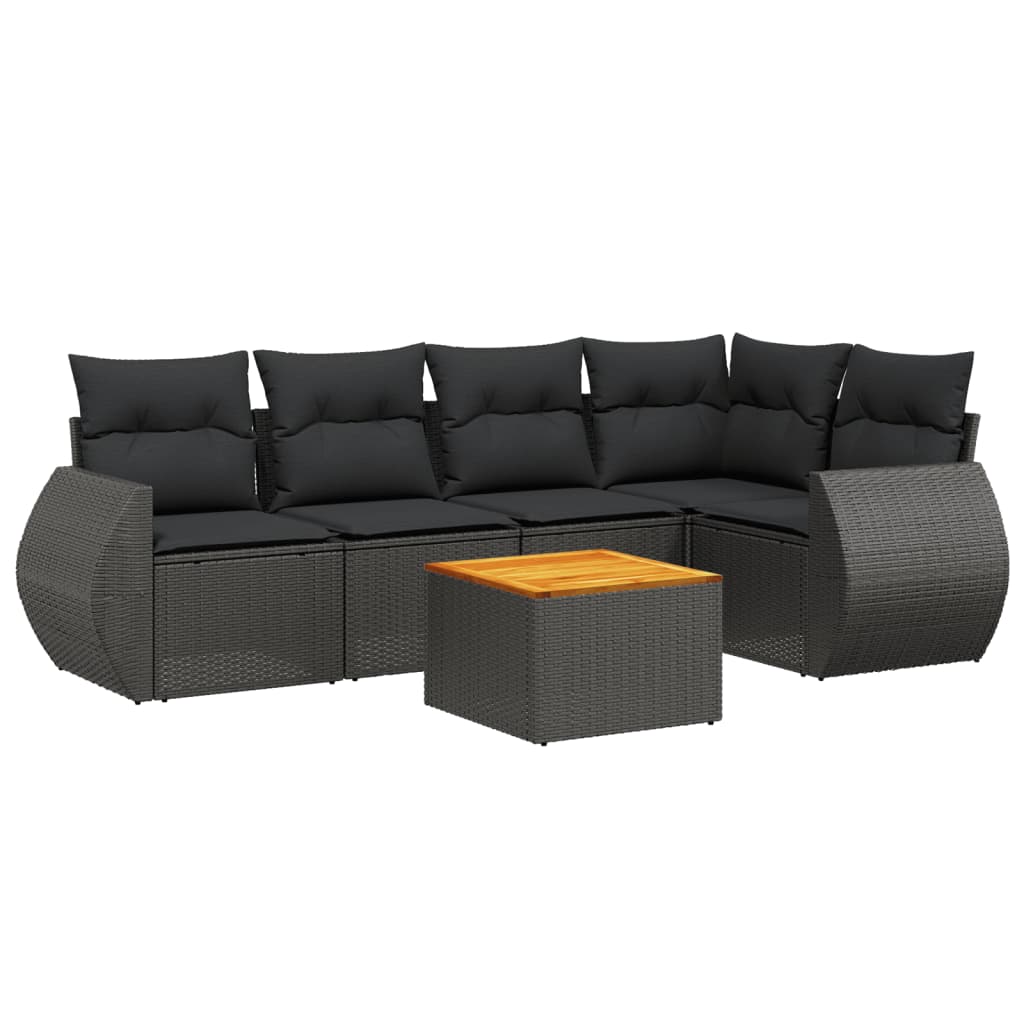 6-delige Loungeset met kussens poly rattan zwart is nu te koop bij PeponiXL, paradijselijk wonen!