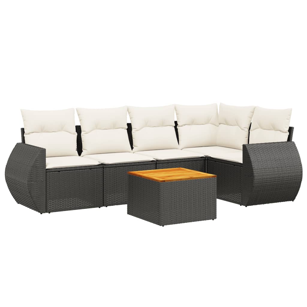 6-delige Loungeset met kussens poly rattan zwart is nu te koop bij PeponiXL, paradijselijk wonen!