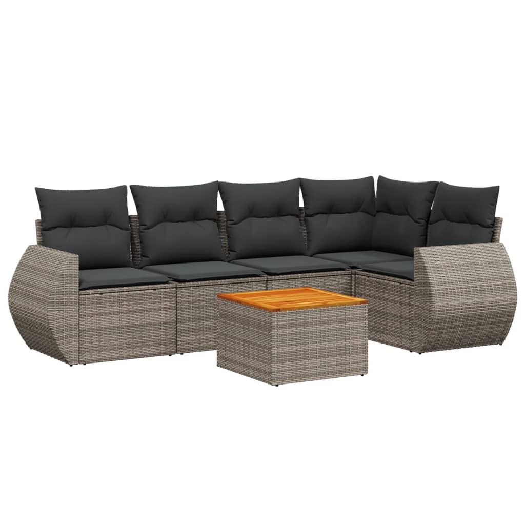 6-delige Loungeset met kussens poly rattan grijs is nu te koop bij PeponiXL, paradijselijk wonen!