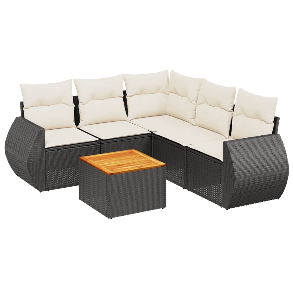 6-delige Loungeset met kussens poly rattan zwart is nu te koop bij PeponiXL, paradijselijk wonen!