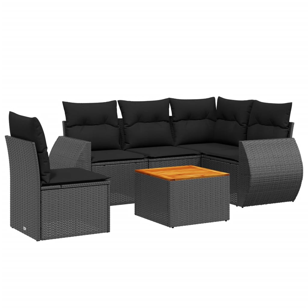 6-delige Loungeset met kussens poly rattan zwart is nu te koop bij PeponiXL, paradijselijk wonen!