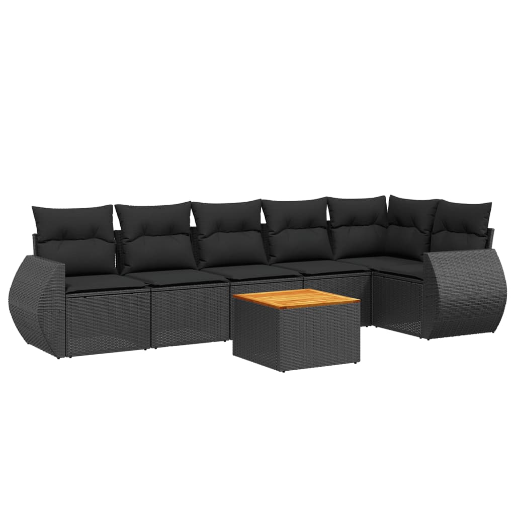 7-delige Loungeset met kussens poly rattan zwart is nu te koop bij PeponiXL, paradijselijk wonen!