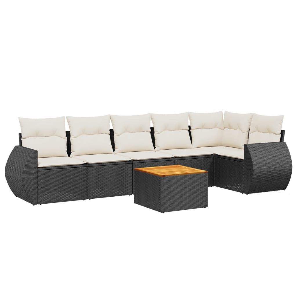 7-delige Loungeset met kussens poly rattan zwart is nu te koop bij PeponiXL, paradijselijk wonen!
