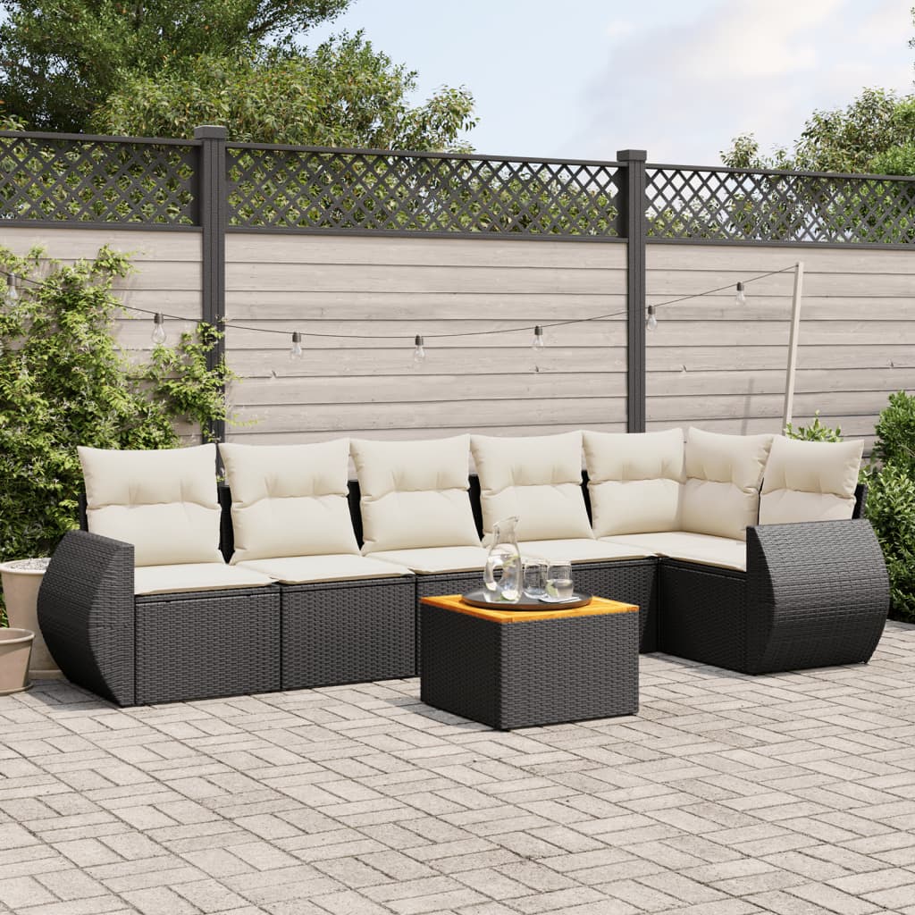 7-delige Loungeset met kussens poly rattan zwart is nu te koop bij PeponiXL, paradijselijk wonen!