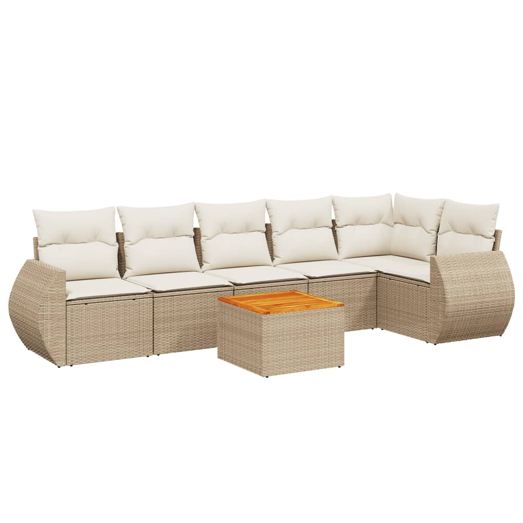 7-delige Loungeset met kussens poly rattan beige is nu te koop bij PeponiXL, paradijselijk wonen!