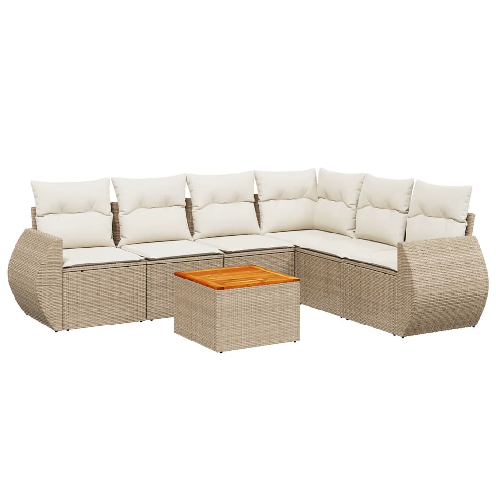7-delige Loungeset met kussens poly rattan beige is nu te koop bij PeponiXL, paradijselijk wonen!