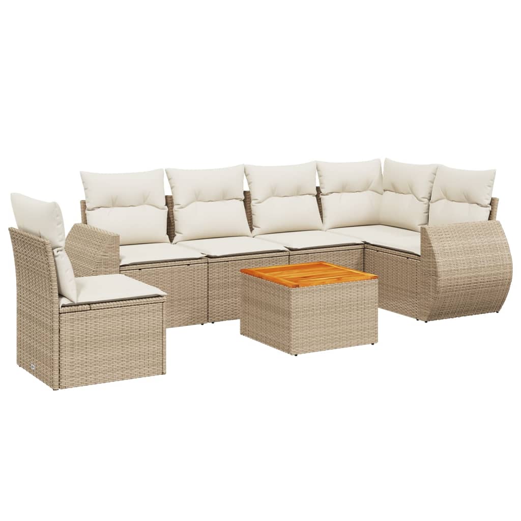 7-delige Loungeset met kussens poly rattan beige is nu te koop bij PeponiXL, paradijselijk wonen!