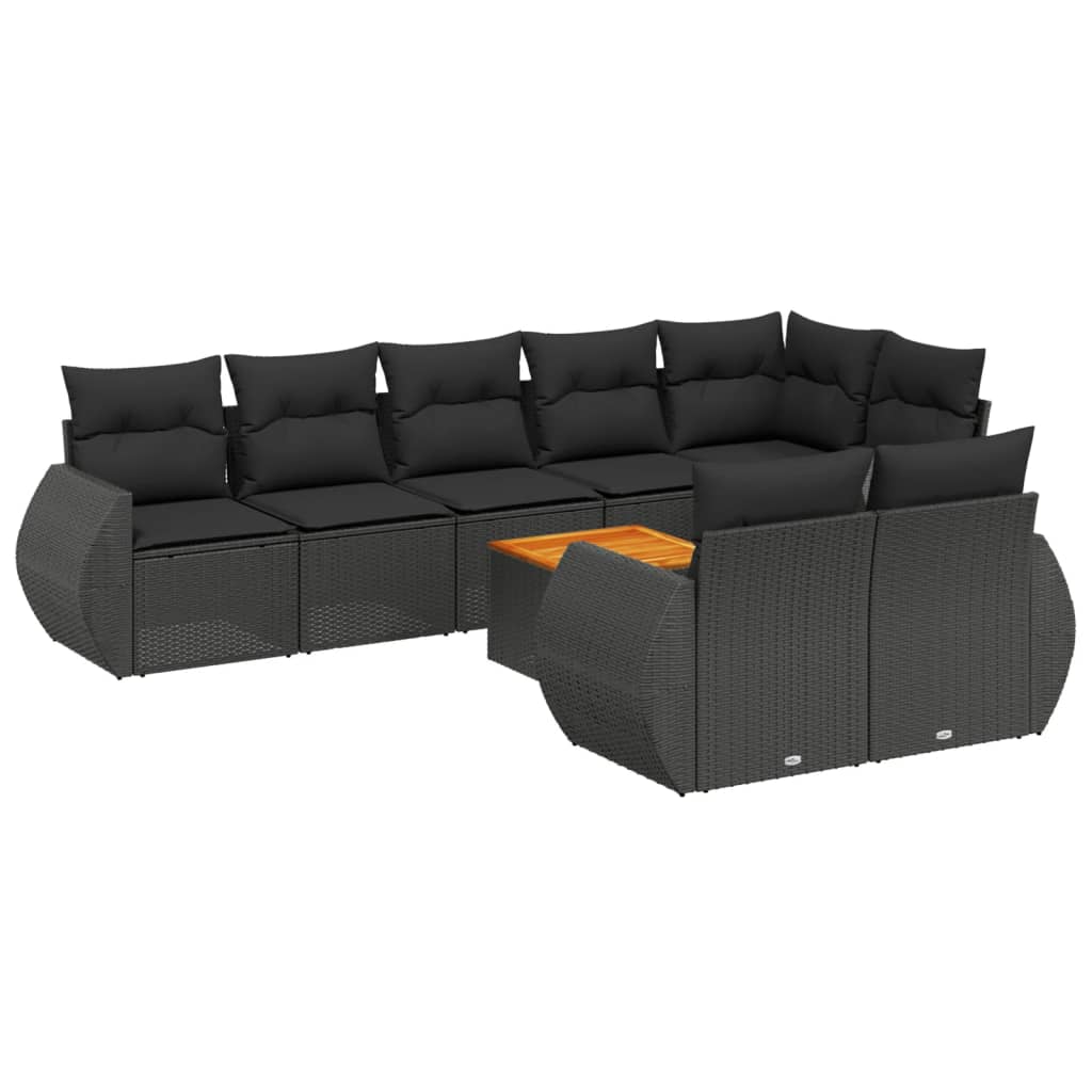 9-delige Loungeset met kussens poly rattan zwart is nu te koop bij PeponiXL, paradijselijk wonen!