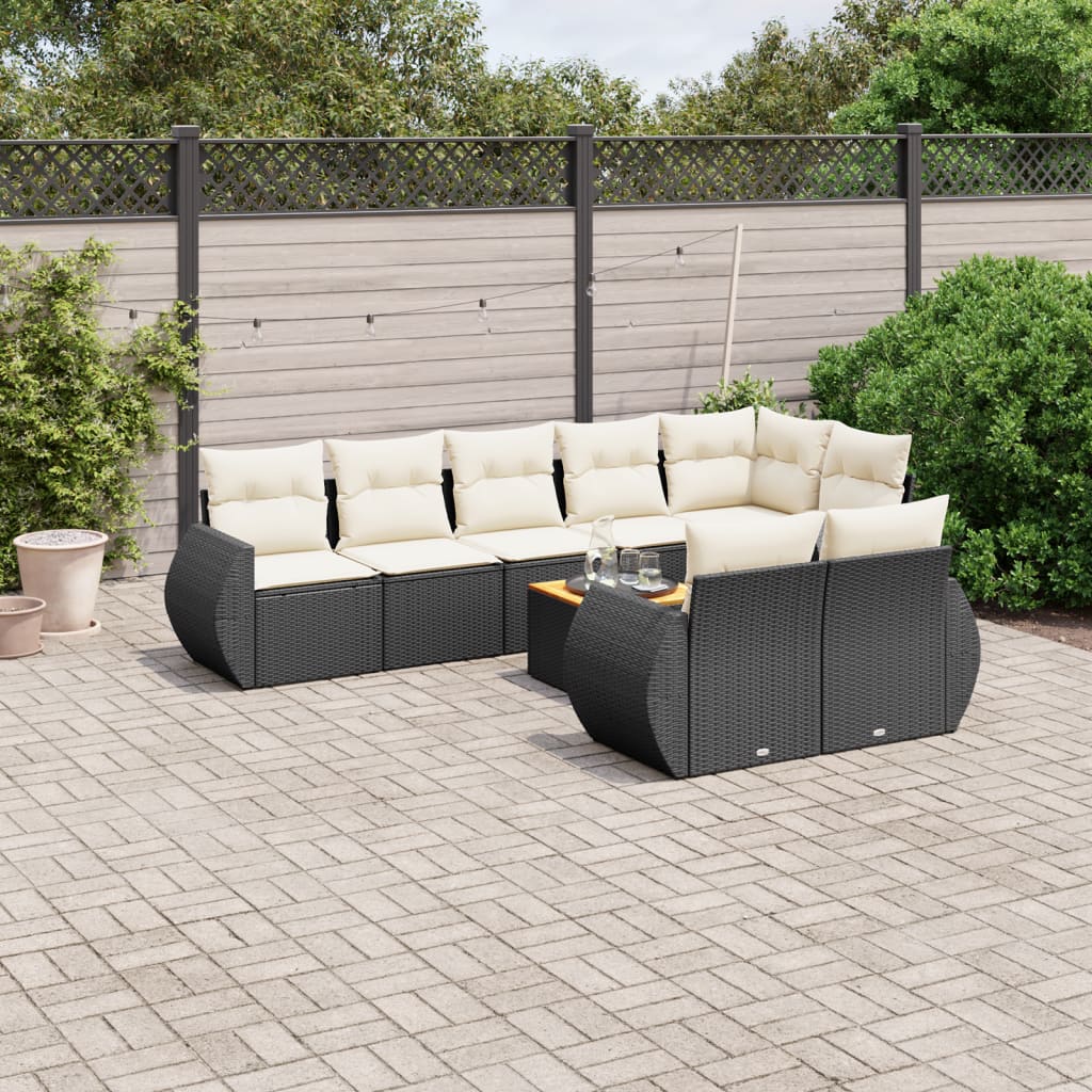 9-delige Loungeset met kussens poly rattan zwart is nu te koop bij PeponiXL, paradijselijk wonen!