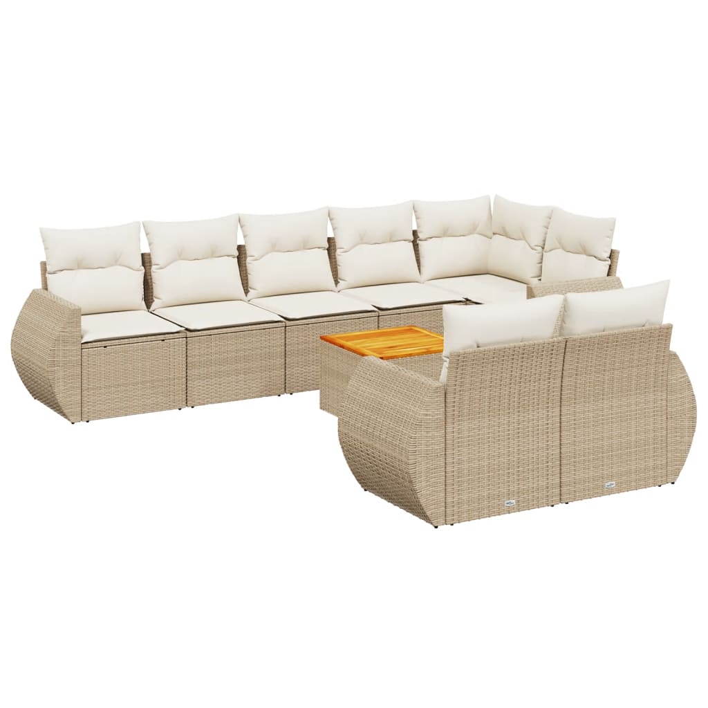 9-delige Loungeset met kussens poly rattan beige is nu te koop bij PeponiXL, paradijselijk wonen!