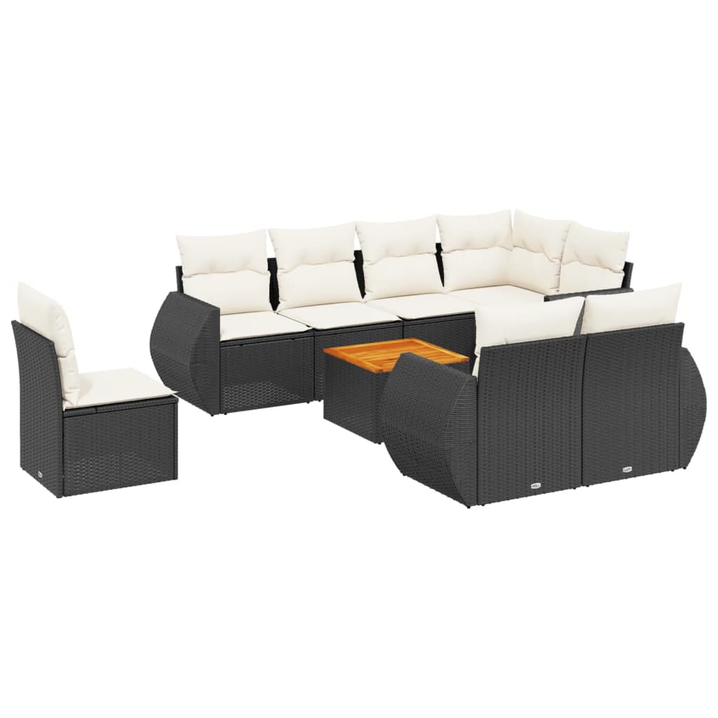 9-delige Loungeset met kussens poly rattan zwart is nu te koop bij PeponiXL, paradijselijk wonen!