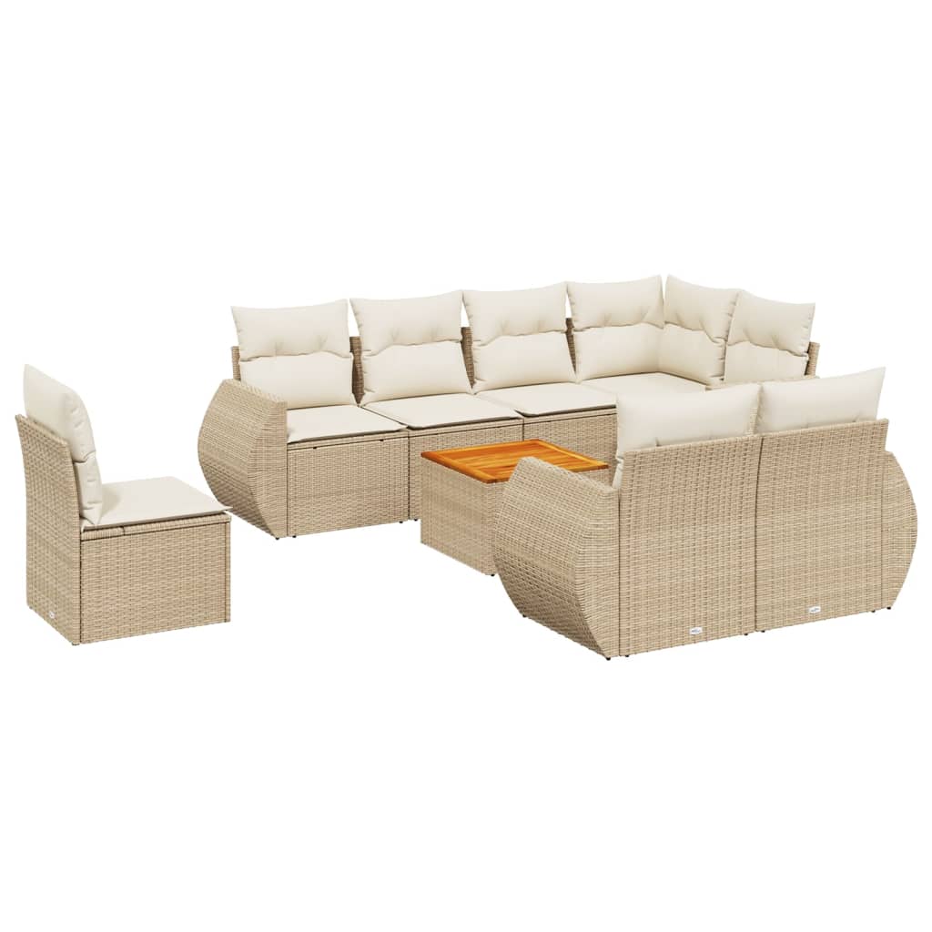 9-delige Loungeset met kussens poly rattan beige is nu te koop bij PeponiXL, paradijselijk wonen!