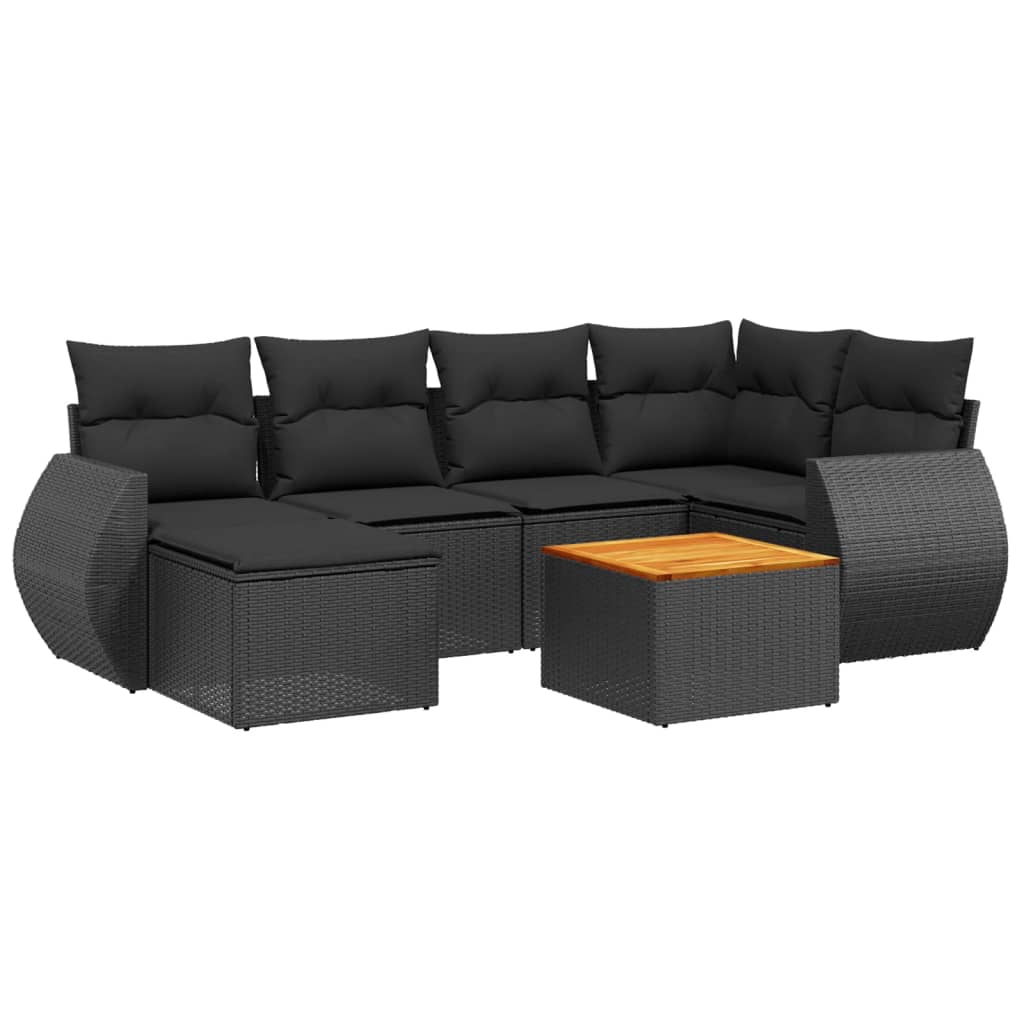 7-delige Loungeset met kussens poly rattan zwart is nu te koop bij PeponiXL, paradijselijk wonen!