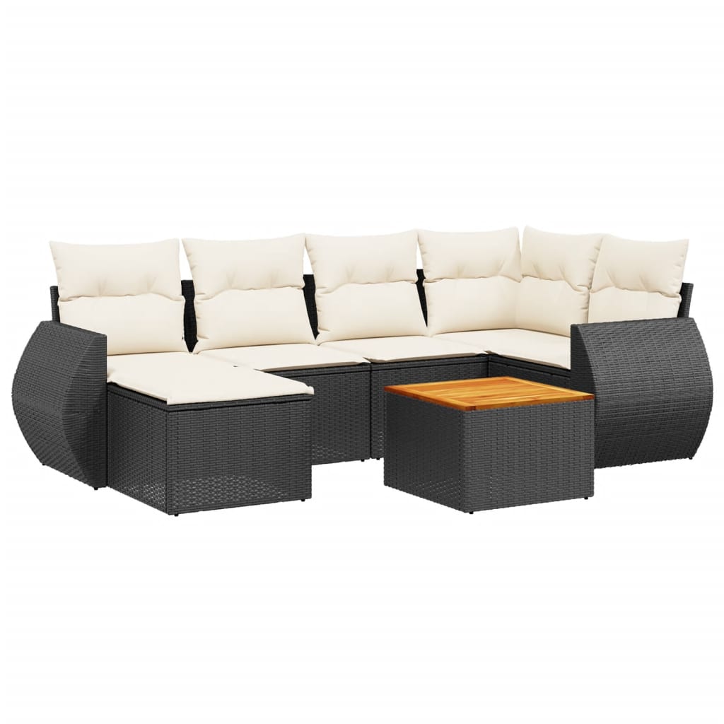 7-delige Loungeset met kussens poly rattan zwart is nu te koop bij PeponiXL, paradijselijk wonen!