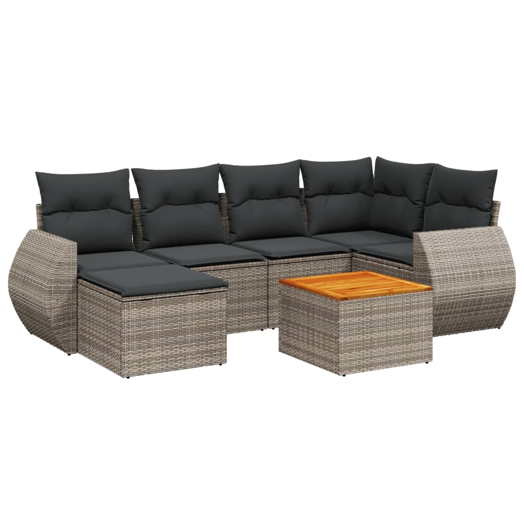 7-delige Loungeset met kussens poly rattan grijs is nu te koop bij PeponiXL, paradijselijk wonen!