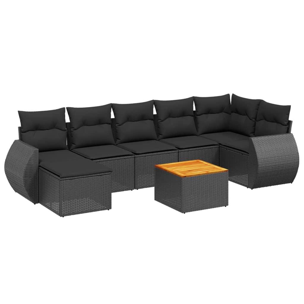 8-delige Loungeset met kussens poly rattan zwart is nu te koop bij PeponiXL, paradijselijk wonen!