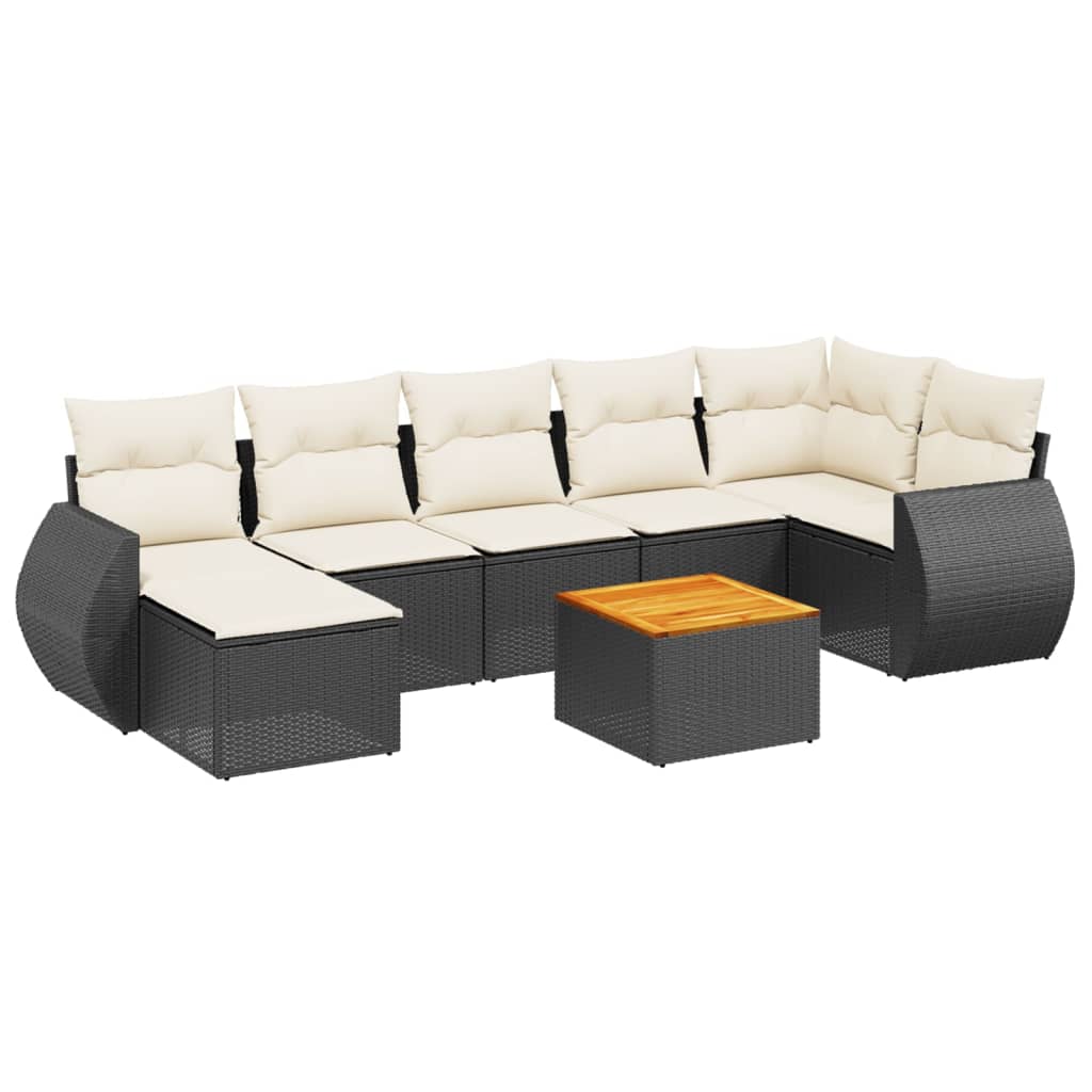 8-delige Loungeset met kussens poly rattan zwart is nu te koop bij PeponiXL, paradijselijk wonen!