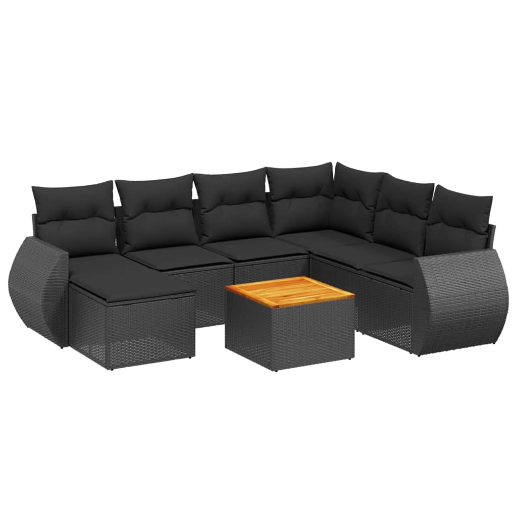 8-delige Loungeset met kussens poly rattan zwart is nu te koop bij PeponiXL, paradijselijk wonen!