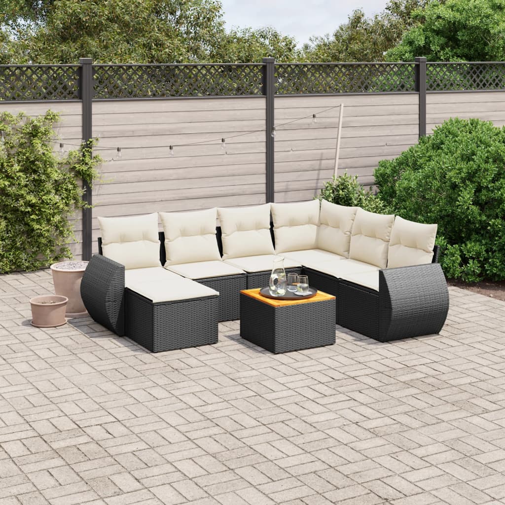 8-delige Loungeset met kussens poly rattan zwart is nu te koop bij PeponiXL, paradijselijk wonen!