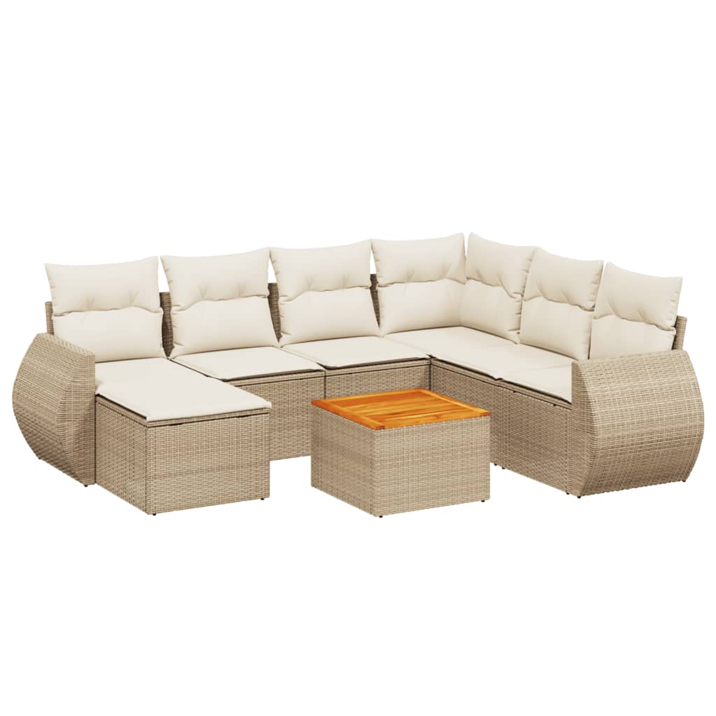8-delige Loungeset met kussens poly rattan beige is nu te koop bij PeponiXL, paradijselijk wonen!