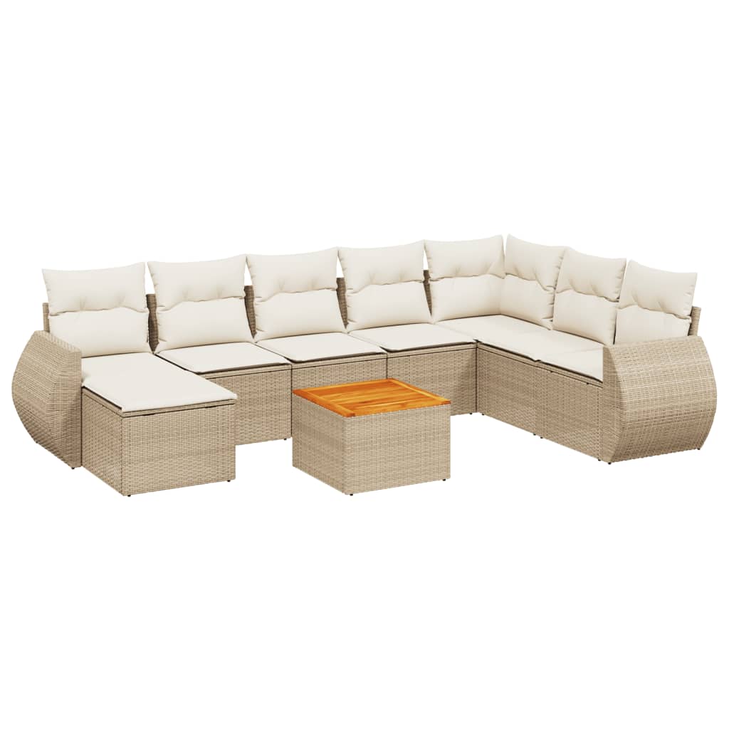 9-delige Loungeset met kussens poly rattan beige is nu te koop bij PeponiXL, paradijselijk wonen!