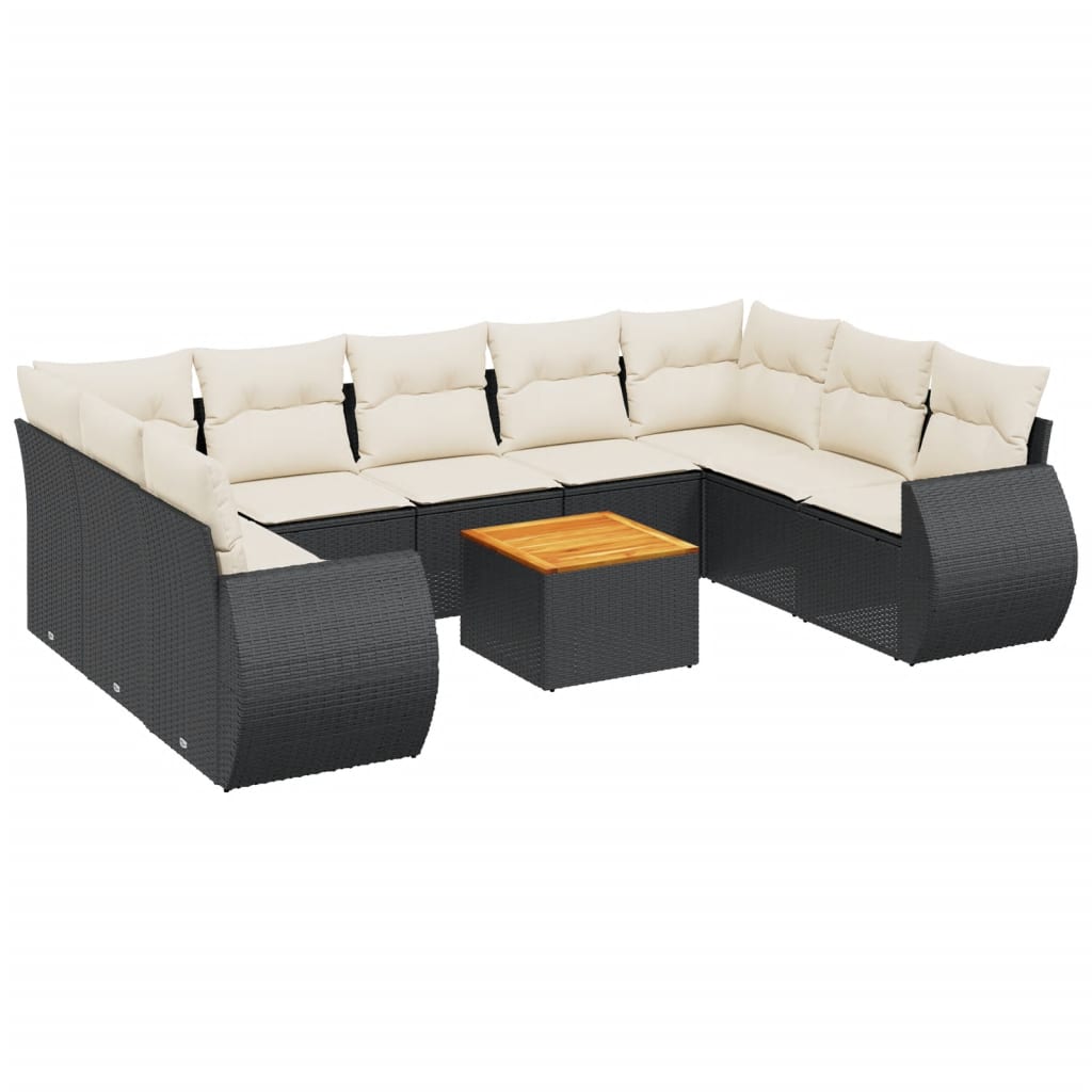10-delige Loungeset met kussens poly rattan zwart is nu te koop bij PeponiXL, paradijselijk wonen!