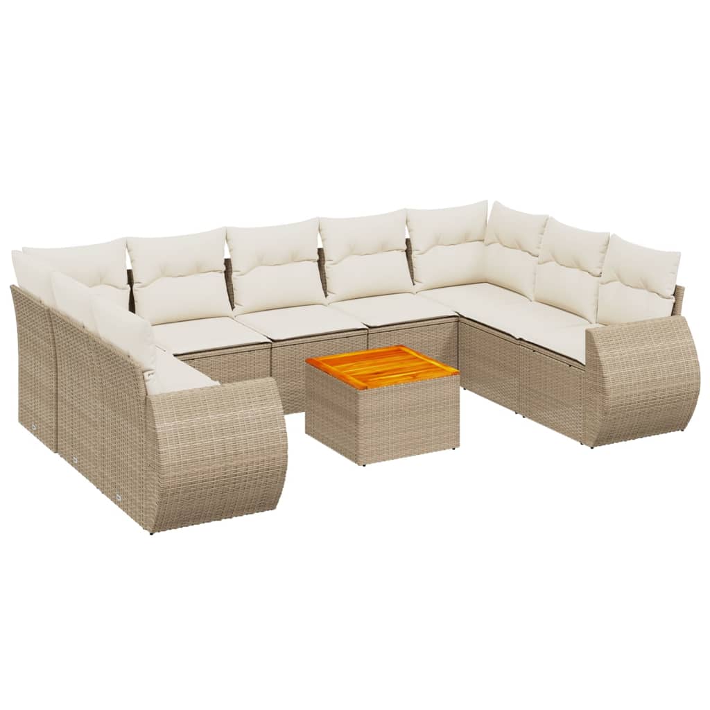 10-delige Loungeset met kussens poly rattan beige is nu te koop bij PeponiXL, paradijselijk wonen!