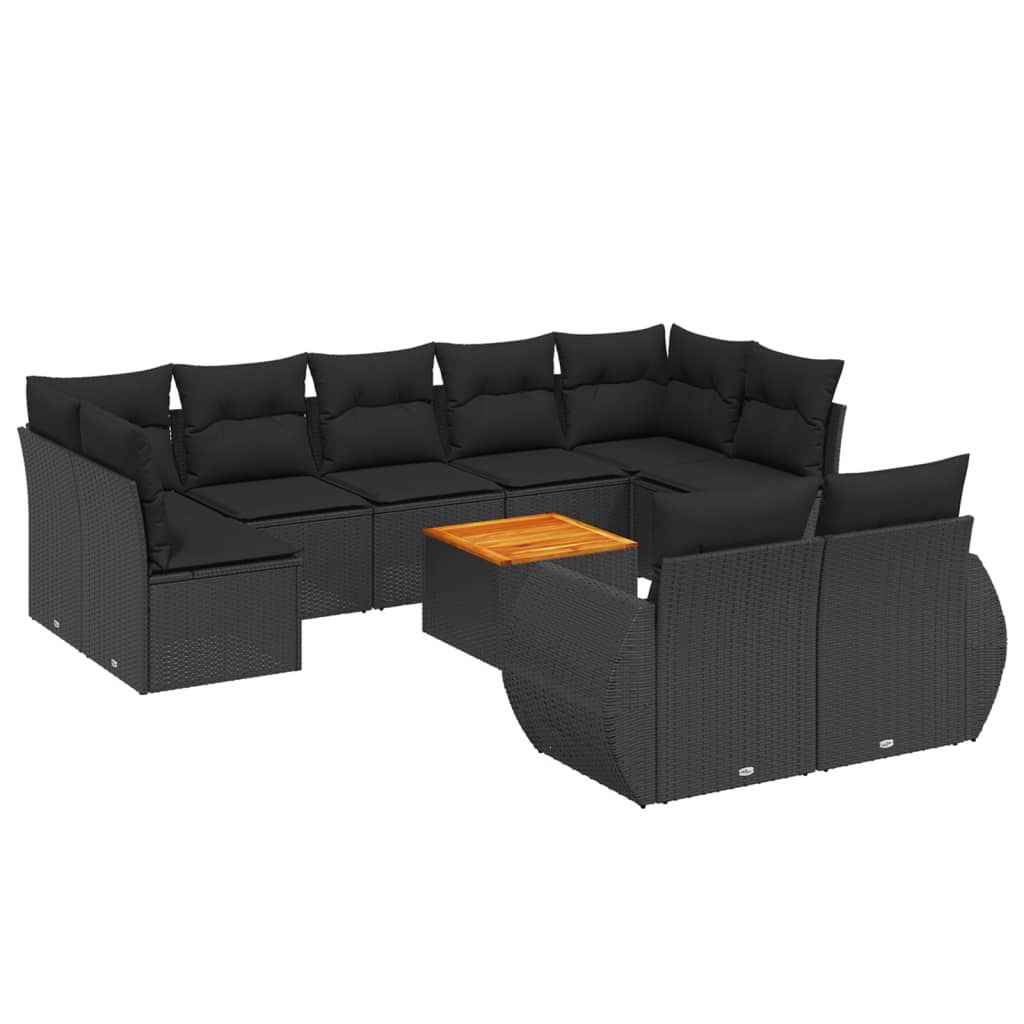 10-delige Loungeset met kussens poly rattan zwart is nu te koop bij PeponiXL, paradijselijk wonen!