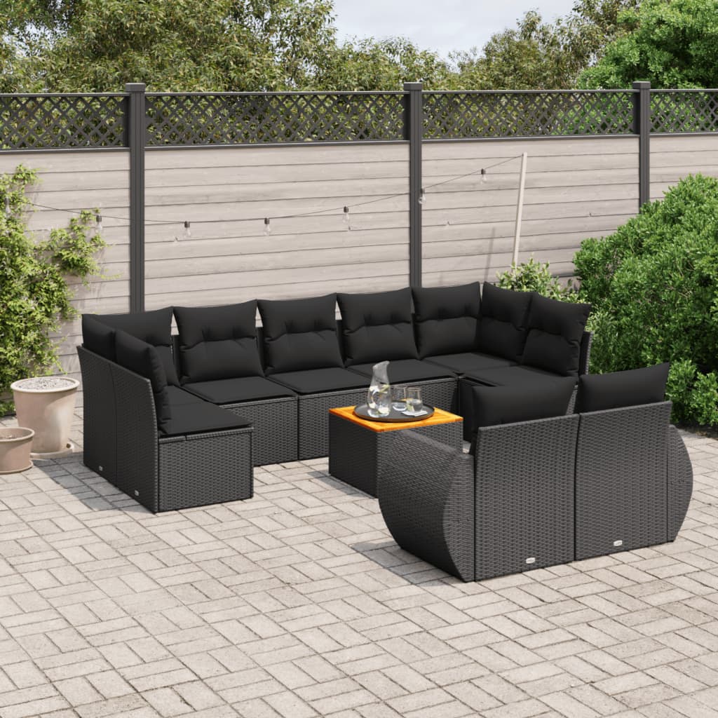 10-delige Loungeset met kussens poly rattan zwart is nu te koop bij PeponiXL, paradijselijk wonen!